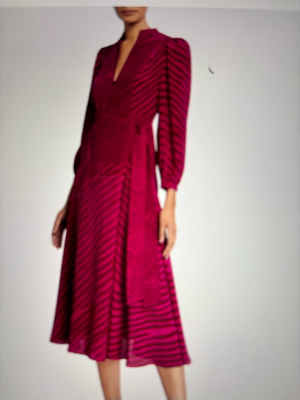 Tanya Taylor Fuchsia Striped Marcela Midi Wrap Dress Size 4. NEW WITH TAGS